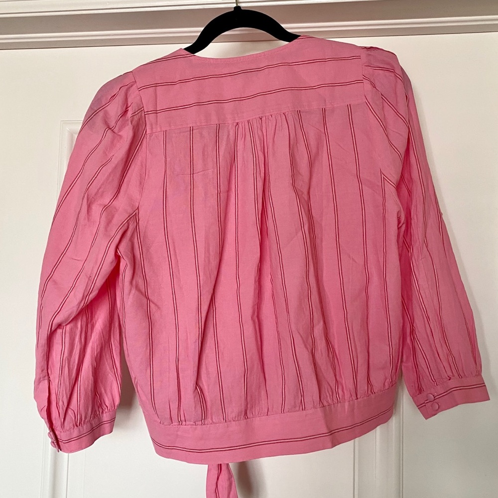 Madewell Wrap Top In Cecilia Stripe | Peony Pink - image 6